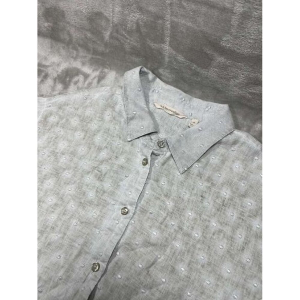 Soft Surroundings Linen Button Down Top Women 1X Blouse Long Sleeve